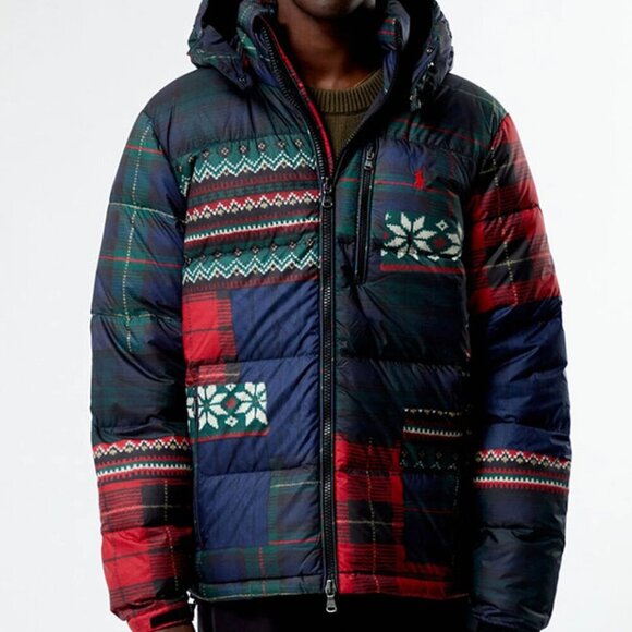 Polo Ralph Lauren The Gorham Ripstop Bomber Puffer Jacket Coat Patchwork L Large - Picture 12 of 12